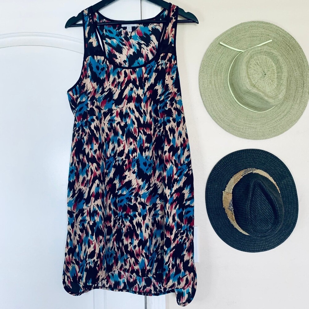 Cotton On Watercolor Print Lightweight Shift Silk Dressy Tank Slip Dress | L